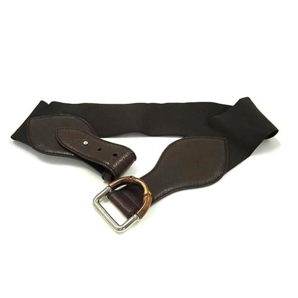 Gucci Bamboo Canvas And Leather Belt Size Indicated 75/30 Brown - Picture 1 of 4